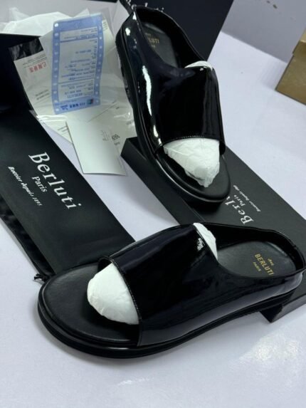 Berluti Black Leather Luxury Slides