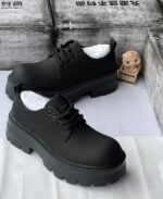 Black Chunky Platform Derby Shoes