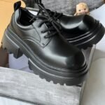 Black Chunky Sole Bulldog Derby Shoes