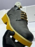 Black Designer Shoes with Yellow Chunky Sole - Image 2