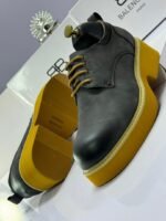 Black Designer Shoes with Yellow Chunky Sole