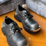 Black Grey Silver Leather Loafers