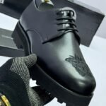 Black High-Sole Lace-Up Shoes