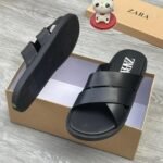 Black Leather Crossover Sandals