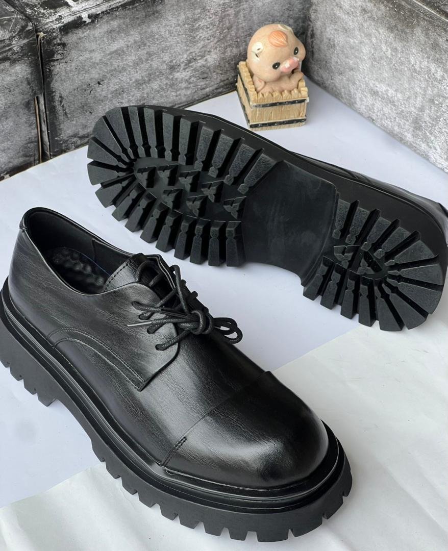 Black-Leather-Lace-Up-Shoes.jpg Black Leather Lace-Up Shoes - Image 1