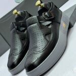 Black Leather Sandals with Buckle Strap