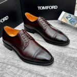 Black Leather Wingtip Derby Shoes - Image 2