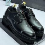 Black Logo Pattern Lug Sole Shoes