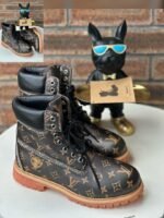 Black Monogram Embossed Leather Boots - Image 2