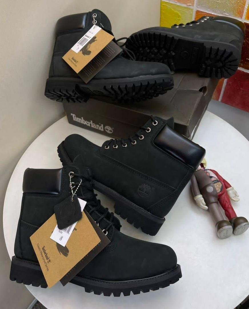Black-Nubuck-Leather-Boots-with-Rugged-Rubber-Sole.jpg Black Nubuck Leather Boots with Rugged Rubber Sole - Image 1