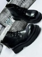 Black PU Leather Ankle Boots