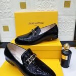 Black Patent Leather Crocodile Pattern Loafers