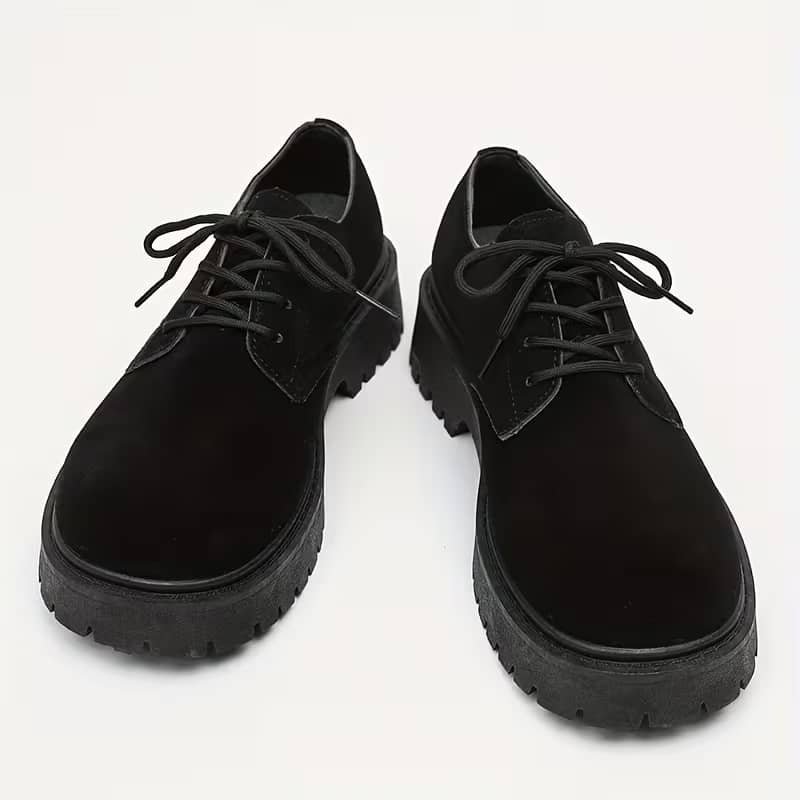 Black-Suede-Big-Head-Derby-Shoes.jpg Black Suede Big Head Derby Shoes - Image 1