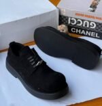 Black Chunky Platform Derby Shoes - Image 2