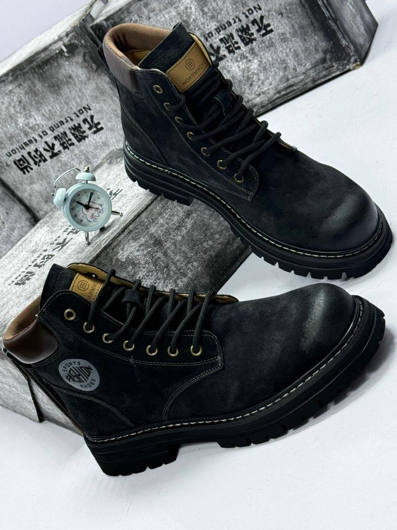 Black-Suede-Motorcycle-Boots.jpg Black Suede Motorcycle Boots - Image 1