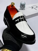 Black & White Patent Leather Loafers - Image 2