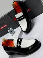 Black & White Patent Leather Loafers
