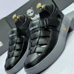 Black Woven Leather Sandals