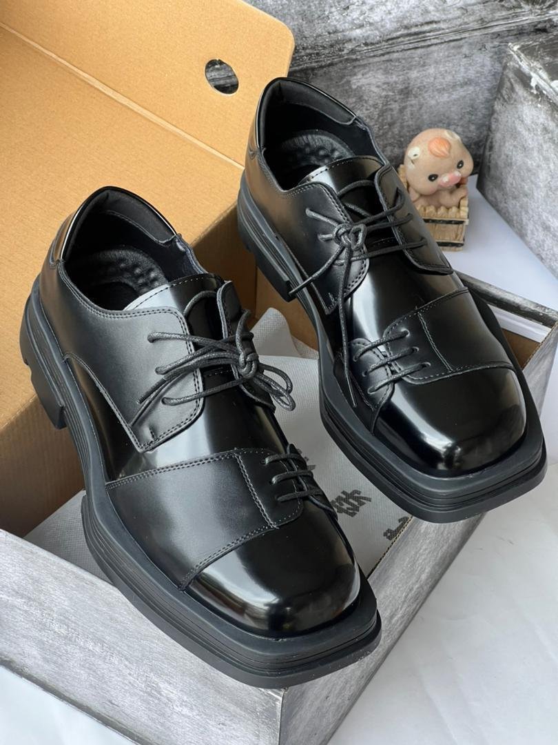Chunky-Black-Leather-Derby-Shoes.jpg Chunky Black Leather Derby Shoes - Image 1
