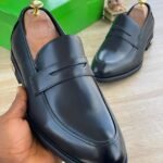 Clarks Black Leather Penny Loafers