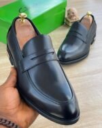 Clarks Black Leather Penny Loafers