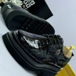 Crocodile-Embossed Leather Lug Sole Shoes