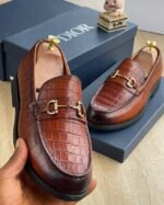 Crocodile-Embossed Men’s Loafers