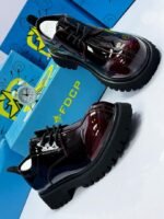 FDCP Black Patent Leather Platform Derby Shoes - Image 2