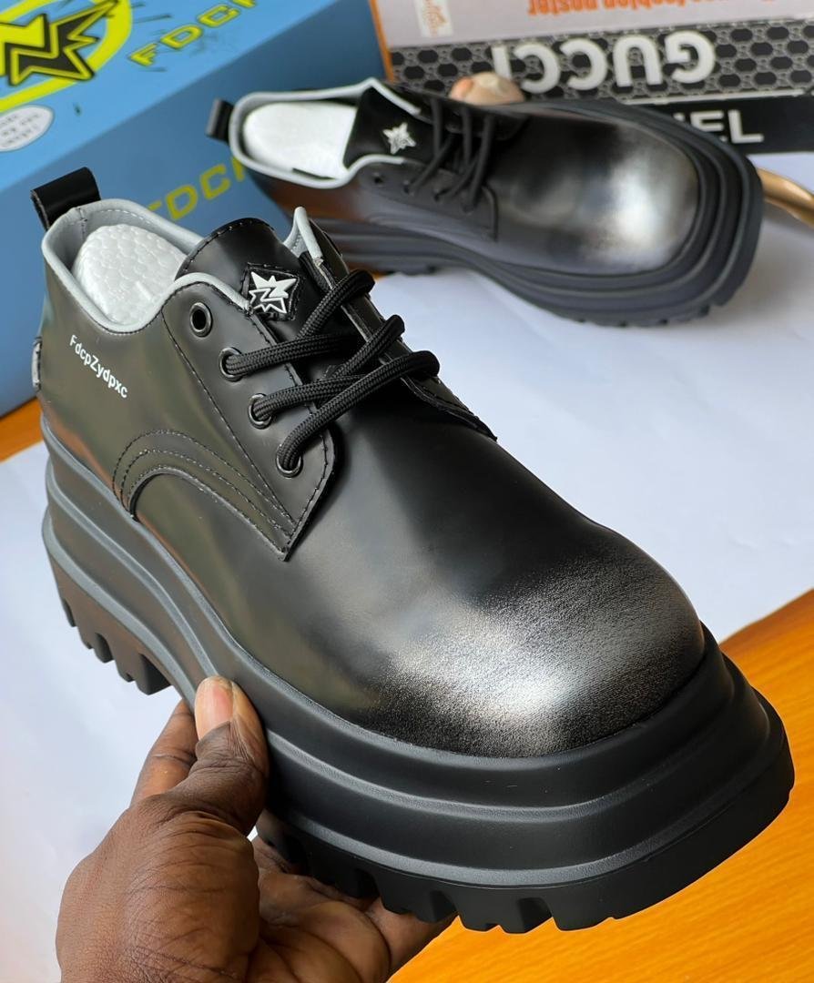 FDCP-High-Sole-Black-Leather-Shoes.jpg FDCP High Sole Black Leather Shoes - Image 1