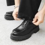 GALUIN Black Leather Casual Shoes