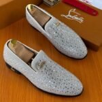 Geometric Design Loafers with Gold Logo Detail