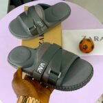 Khaki Green Crisscross Mesh Strap Sandals - Image 3
