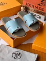 Hermès Izmir Blue Epsom Calfskin Sandals