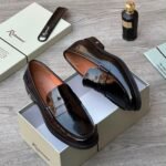 Italian Leather Burgundy Penny Loafers - Image 2