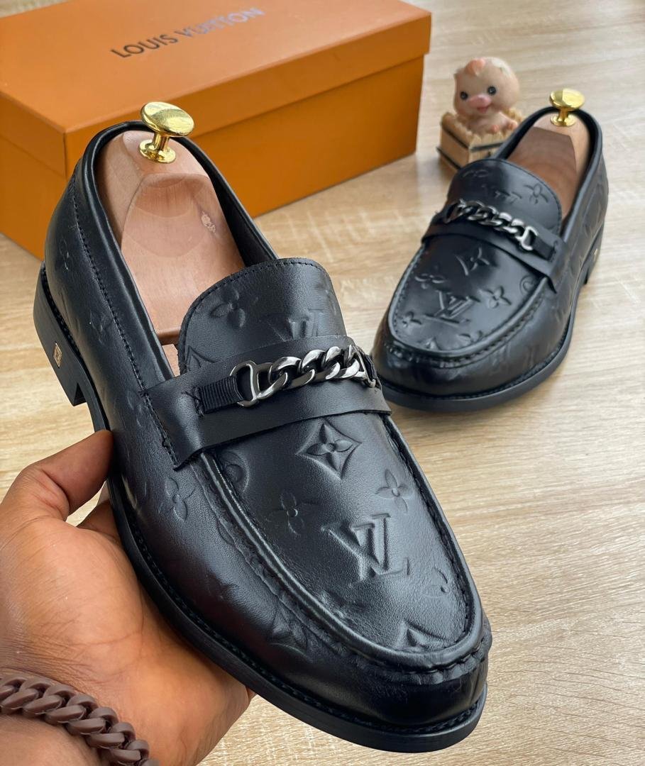 Louis-Vuitton-Black-Monogram-Embossed-Loafers.jpg Louis Vuitton Black Monogram Embossed Loafers - Image 1