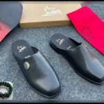 Luxury Black Leather Square Toe Mule Half Shoes