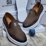 Luxury Men's Designer Footwear with Silver Logo Emblem