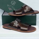 Luxury Men's Sandals with Silver GB Logo Buckle