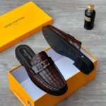 Major Mens Brown Alligator Print Leather Loafers - Image 2