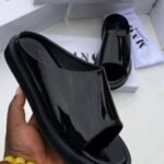 Mango Black Wetlook Leather Mules
