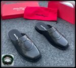 Mens Black Leather Gancini Half Shoes - Image 2
