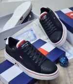 Mens Black Leather Sneakers