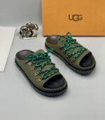 Men’s Brown Leather Slides with Rope Laces - Image 2