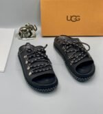 Men’s Brown Leather Slides with Rope Laces - Image 3