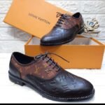 Mens Brown Monogram Leather Oxford Shoes