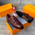 Mens Double Monk Strap Woven Leather Shoes - Image 2