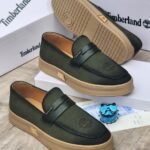 Mens Green Fabric Loafers
