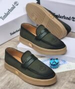 Mens Green Fabric Loafers
