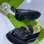 Men's Monogram Leather Chunky Sole Loafers with Gold Bee Accent