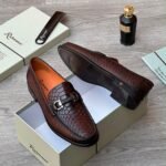 Mens Snakeskin Embossed Horsebit Loafers - Image 2